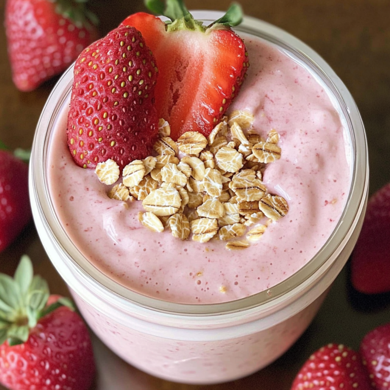 strawberry oatmeal breakfast smoothie
